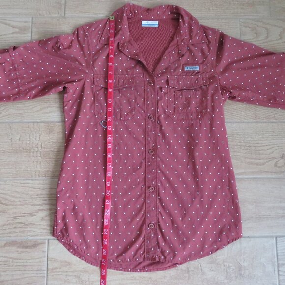 Columbia Sportswear PFG Fishing Hiking Shirt Pink Nylon Polka Dot Women's S - Picture 6 of 9